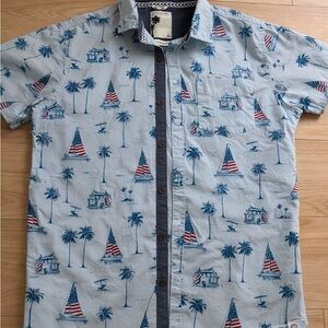 Free Planet Blue Palm Tree and Flag Kids Shirt